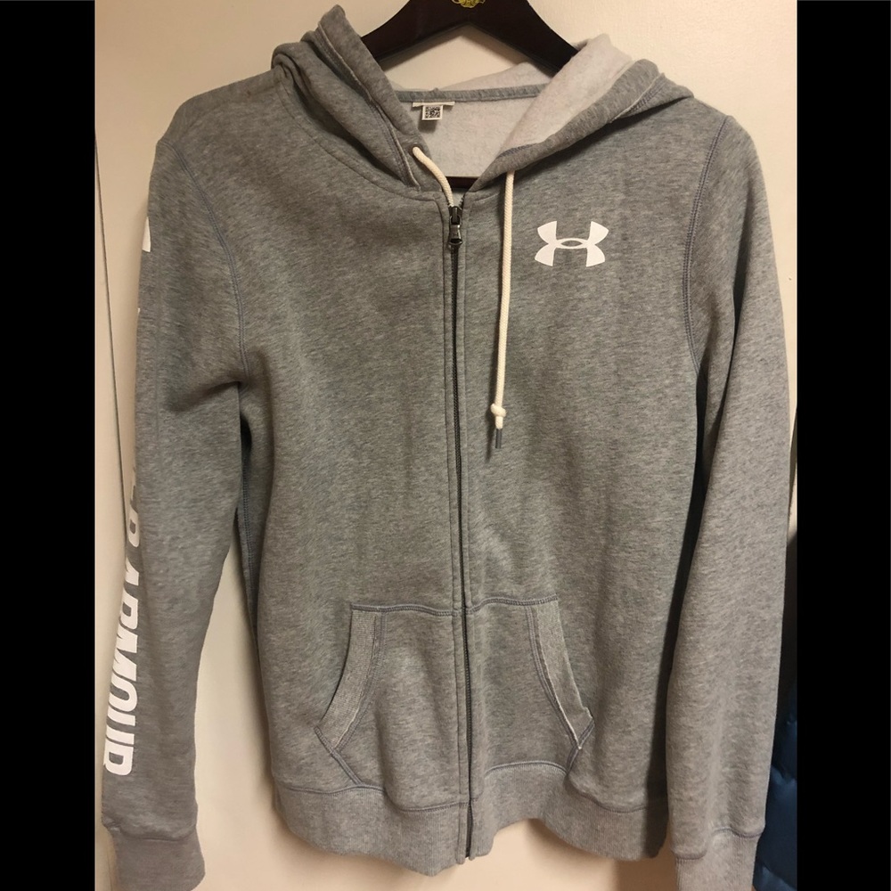 Under Armour grey zip hoodie, grey medium, new